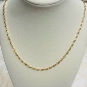 Vintage Gold Tone Flat Bar Link Chain Necklace with M-Hook Clasp For Women